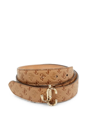 Jimmy Choo Pre-Owned Logo-embossed JC buckle belt - Neutrals
