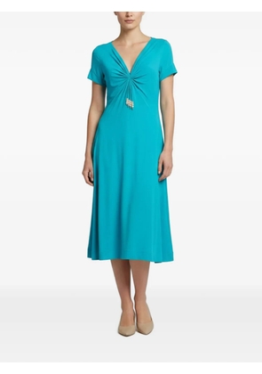 Ralph Lauren Vintage ruched beaded-tassel midi dress - Blue