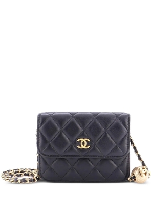 CHANEL Pre-Owned Pearl Crush Flap Clutch with Chain Quilted Lambskin Mini crossbody bag - Black