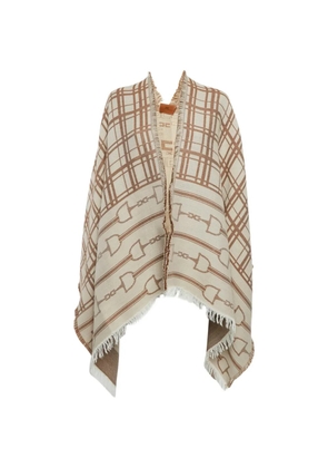 Elisabetta Franchi Monogram jacquard cape - Neutrals