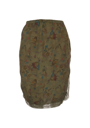 Zadig&Voltaire floral butterfly-print lace-trim mini skirt - Green