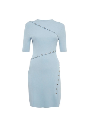 Maje ribbed-knit button-detail mini dress - Blue