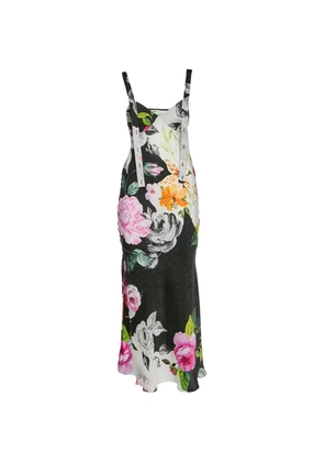 Off-White Pre-Owned floral-print strappy silk midi dress - Black