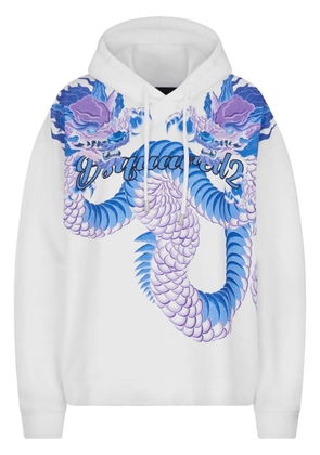 DSQUARED2 graphic-print cotton hoodie - White