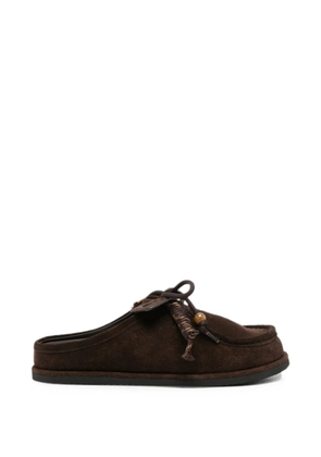 ADRIANNA FERETTI bead-embellished suede mules - Brown