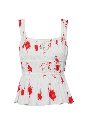 Self-Portrait floral-print top - White