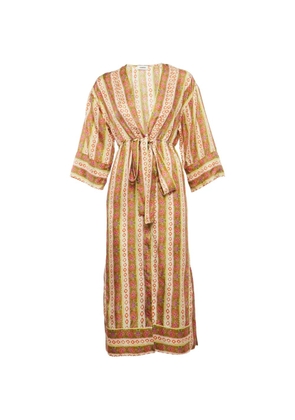 SANDRO floral striped kaftan midi dress - Neutrals