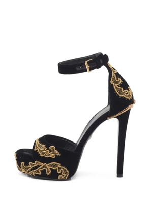 Roberto Cavalli Vintage Baroque-embellished platform sandals - Black