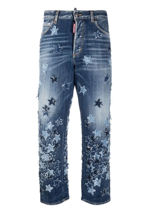 DSQUARED2 star-embellished cropped jeans - Blue