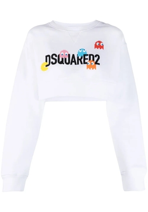 DSQUARED2 logo-print cropped sweartshirt - White