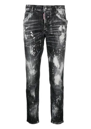 DSQUARED2 paint splatter-effect cropped jeans - Black