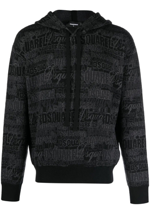 DSQUARED2 intarsia-knit drawstring hoodie - Grey