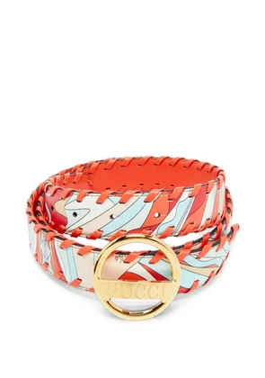 PUCCI Pre-Owned whipstitch round buckle belt - Orange