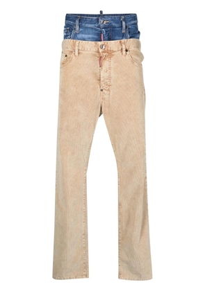 DSQUARED2 double-waistband corduroy trousers - Neutrals