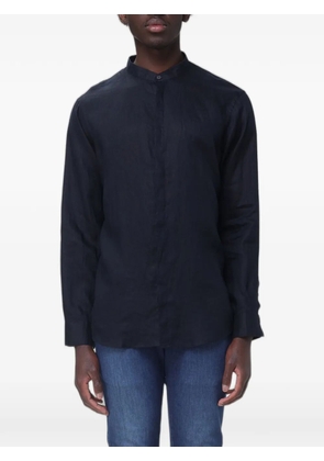 Emporio Armani mandarin-collar linen shirt - Blue