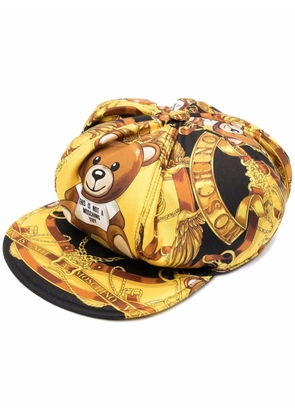 Moschino teddy bear-print silk hat - Yellow