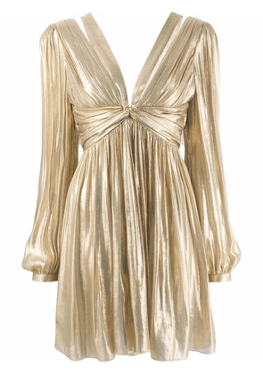 Alberta Ferretti metallic pleated mini dress - Gold