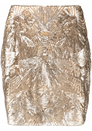 Alberta Ferretti sequin-embellished high-waist skirt - Neutrals