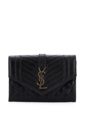 Saint Laurent Pre-Owned Classic Monogram Flap Wallet Mixed Matelasse Leather small wallets - Black