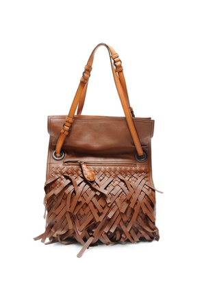 Bottega Veneta Pre-Owned 2018 Intrecciato fringed shoulder bag - Brown