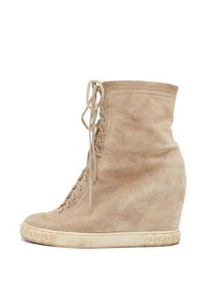 Casadei Vintage suede wedge sneakers - Neutrals