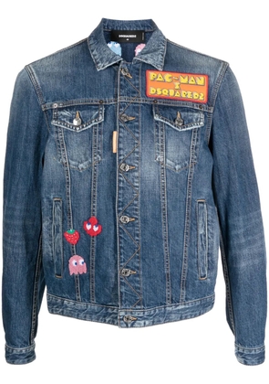 DSQUARED2 logo-patch long-sleeve denim jacket - Blue