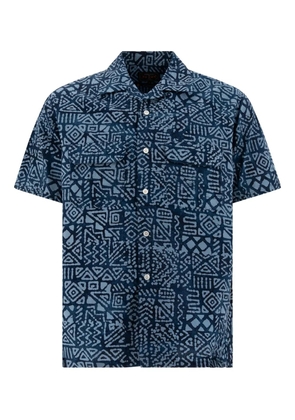 BEAMS PLUS geometric-print cotton shirt - Blue