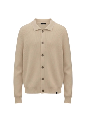 Fay ribbed-knit polo cardigan - Neutrals