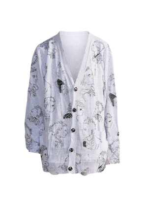 R13 printed cardigan - White