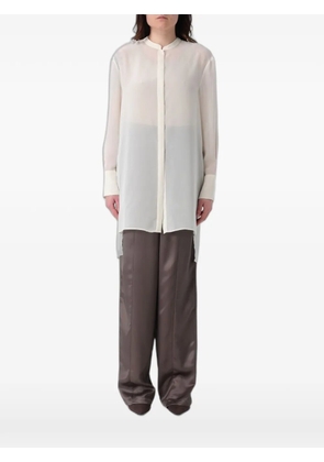 Emporio Armani Technical Georgette chiffon band-collar shirt - White