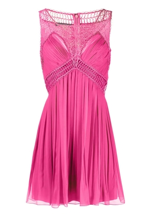 Alberta Ferretti embroidered pleated silk-chiffon minidress - Pink