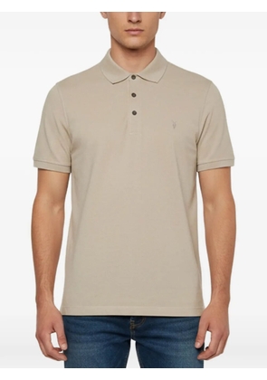AllSaints logo-embroidered pique polo T-shirt - Neutrals