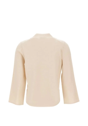 Kangra slit-cuff V-neck blouse - Neutrals