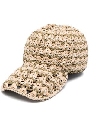Alberta Ferretti crochet-knit raffia cap - Neutrals