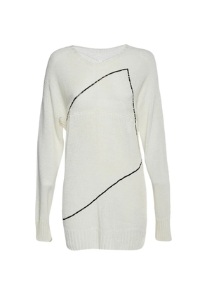 CHANEL Pre-Owned abstract-print crew-neck sweater - White