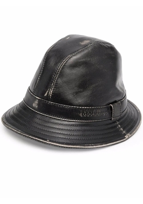 DSQUARED2 distressed-effect leather hat - Black