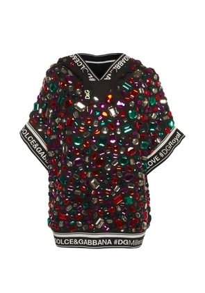 Dolce & Gabbana Pre-Owned crystal-embellished short-sleeve hoodie - Black