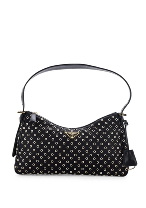 Prada Pre-Owned Aimee Re-Nylon with Grommets Medium shoulder bag - Black
