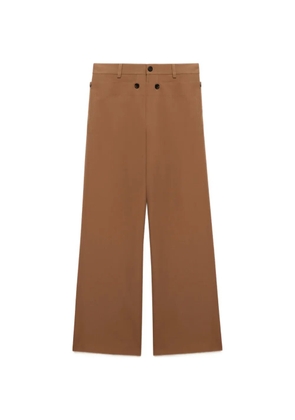 Marni brown technical wool trousers with buttoned flap