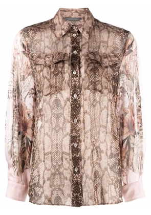 Alberta Ferretti snake-print silk shirt - Brown