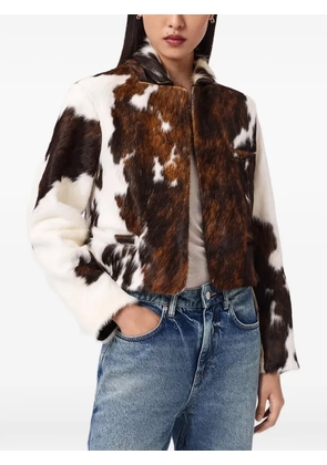AllSaints Apton Dapple cow-print cropped jacket - Brown