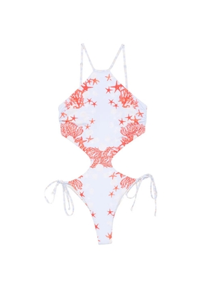 Mazzei cut-out starfish-print swimsuit - Blue