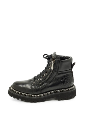 Balmain Pre-Owned chain-link combat boots - Black