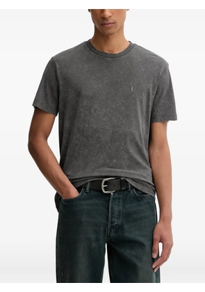 AllSaints Saka acid-wash Ramskull-embroidered T-shirt - Grey