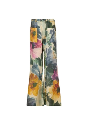 Hannes Roether floral-print palazzo pants - Green