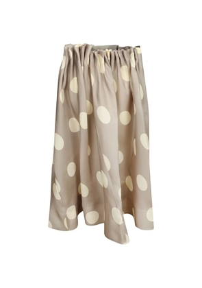 KHAITE polka-dot gathered midi skirt - Grey