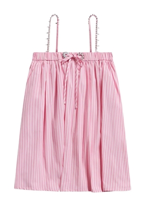 AREA crystal-embellished striped mini dress - Pink