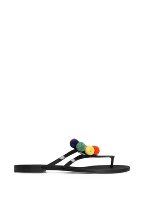 Dolce & Gabbana rubber beachwear slides with pom-poms - Black