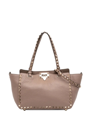 Valentino Garavani Pre-Owned 2000-2026 Small Grained Calfskin Rockstud Trapeze satchel - Brown