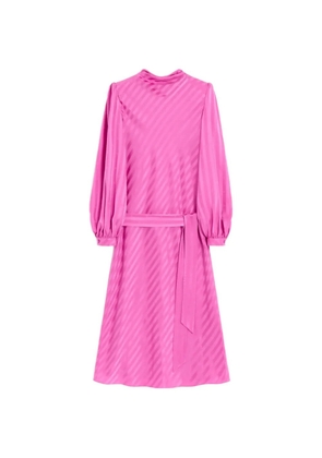 Valentino Garavani midi dress in shiny-matte jacquard with logo-stripe - Pink